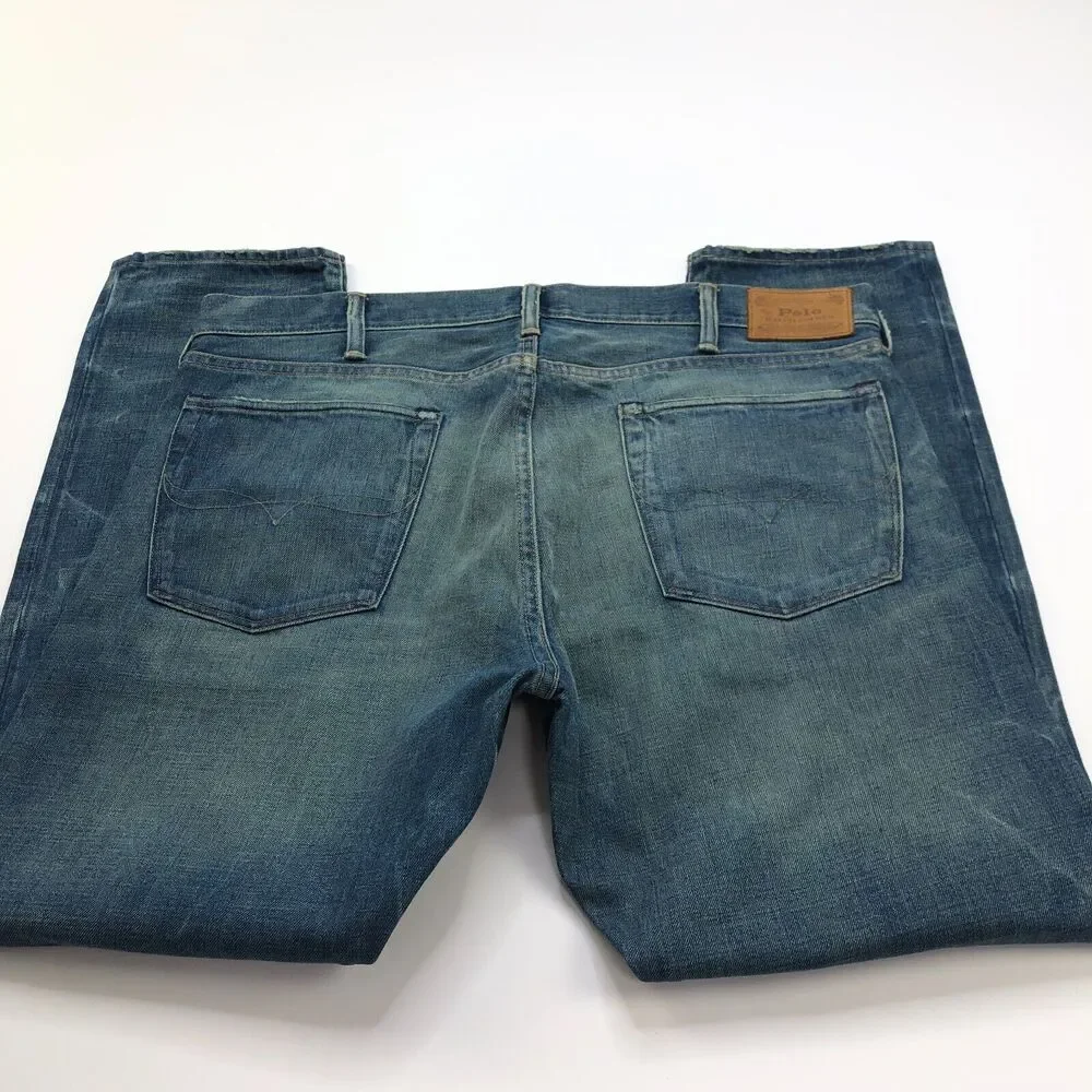 Polo Ralph Lauren Tapered 38x30 (Fits 40W 30L) Mid Rise Denim Blue Jeans